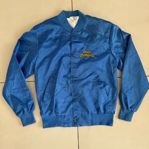 Blue Satin Bomber Jacket